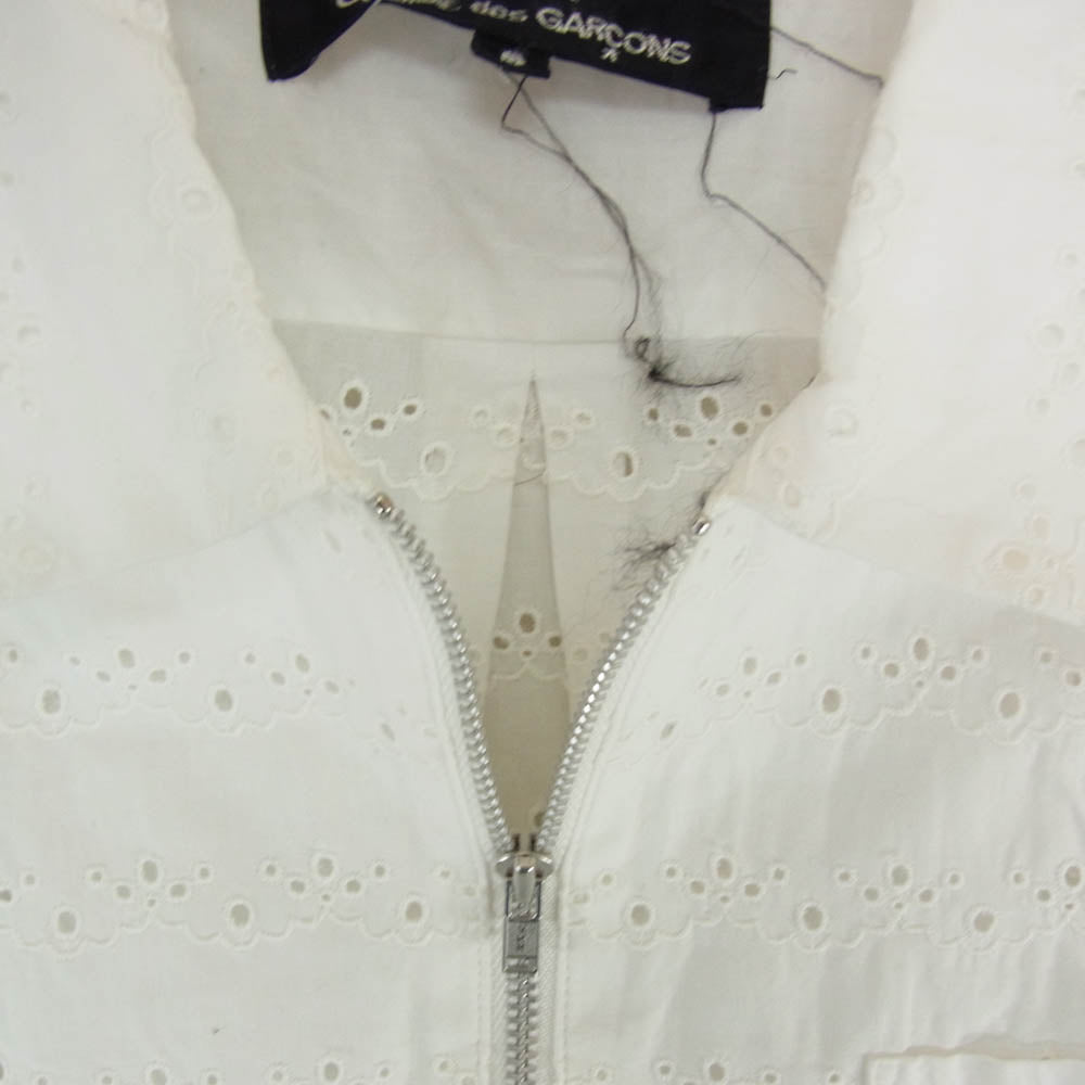 tricot COMME des GARCONS トリココムデギャルソン AD2020 TG-B007 カットワーク フルジップ ジップアップ 長袖 シャツ ジャケット ホワイト系 S【中古】