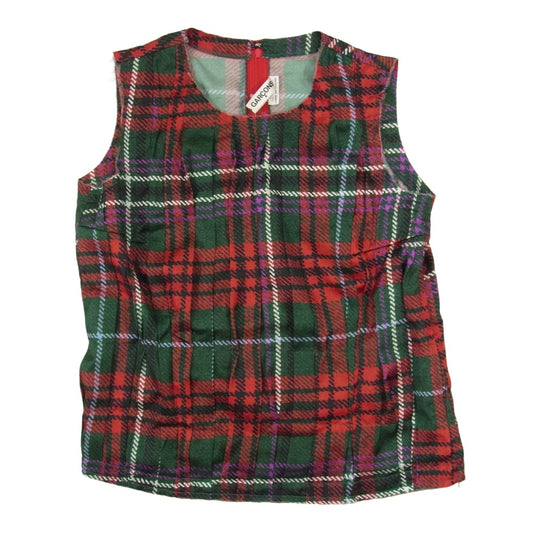 COMME des GARCONS コムデギャルソン 23SS GM-B006 タータンチェック ノースリーブ タンクトップ カットソー チュニック レッド系 M【中古】