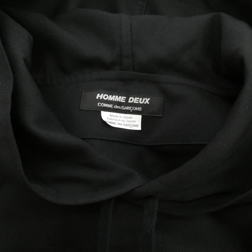 COMME des GARCONS HOMME DEUX コムデギャルソンオムドゥ AD2023 DL-K802-051 ウールギャバジン プルオーバー パーカー ケープ ポンチョ ブラック系 表記サイズ(EU)【美品】【中古】