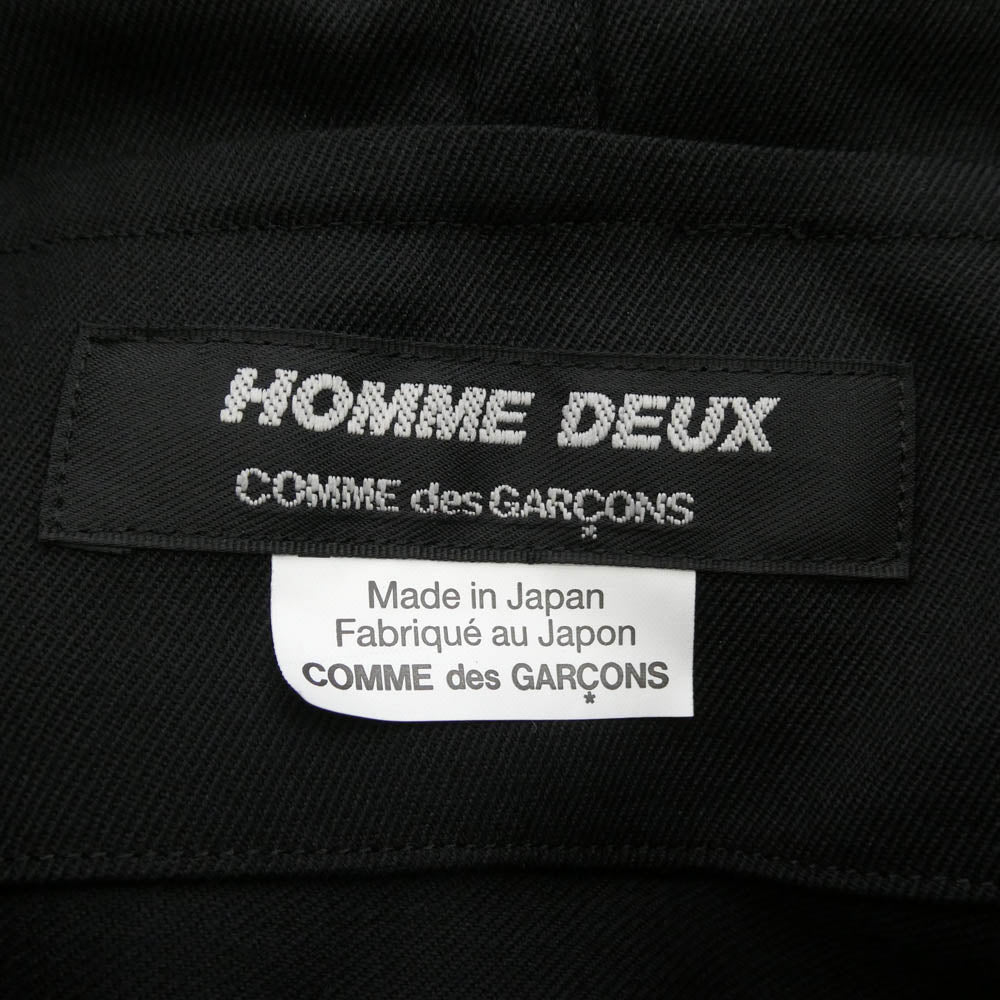 COMME des GARCONS HOMME DEUX コムデギャルソンオムドゥ AD2023 DL-K802-051 ウールギャバジン プルオーバー パーカー ケープ ポンチョ ブラック系 表記サイズ(EU)【美品】【中古】