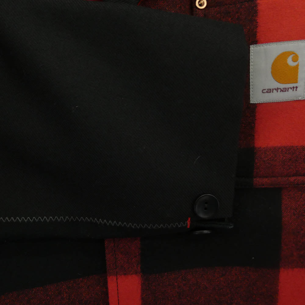 JUNYA WATANABE COMME des GARCONS MAN ジュンヤワタナベコムデギャルソンマン AD2021 WH-J006 CARHARTT カーハート Wool Surge Duck-Switched Check Jacket ウールサージ ダック切替 チェック柄 テーラードジャケット ブラック系 レッド系 XS【美品】【中古】