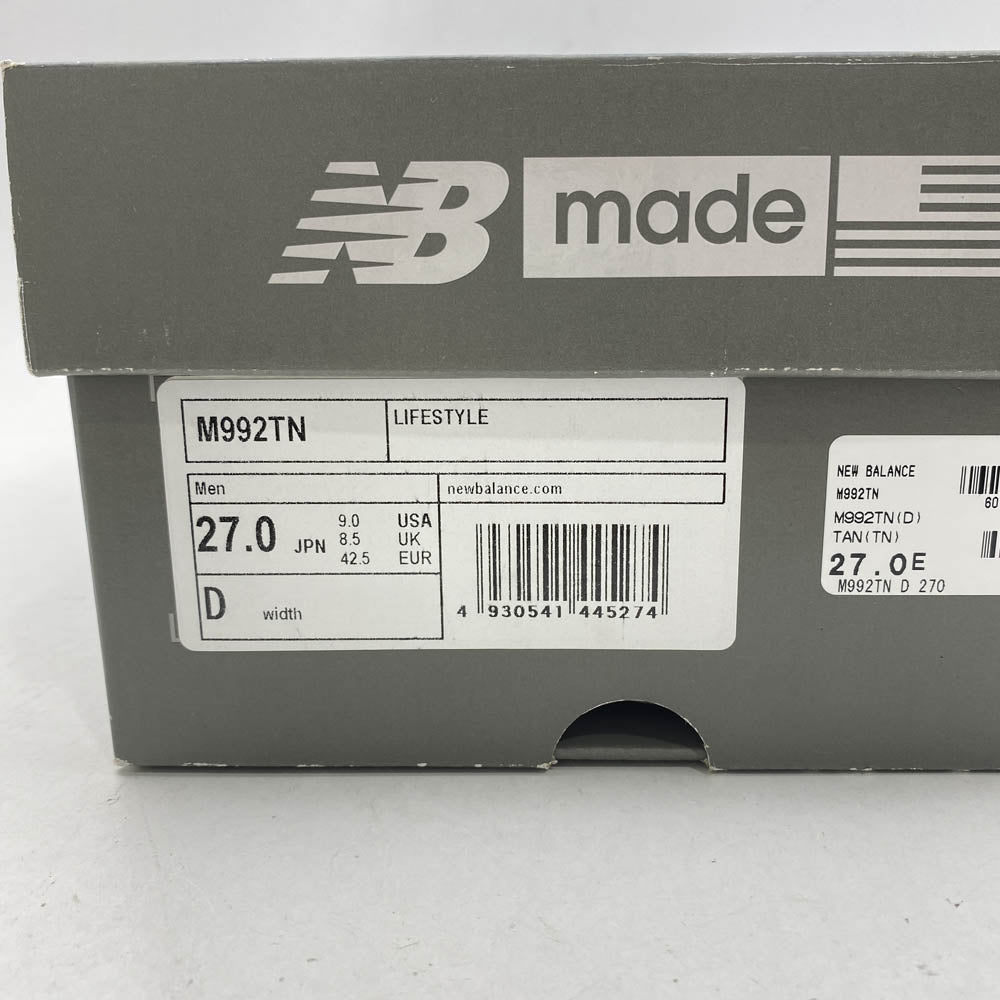 NEW BALANCE ニューバランス M992TN Tan タン スエード ローカット スニーカー ベージュ系 カーキ系 27cm【美品】【中古】