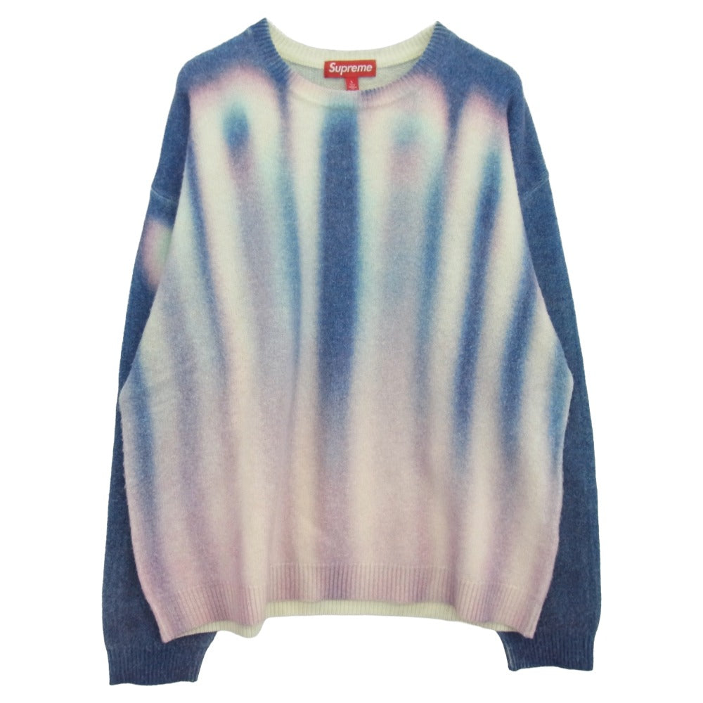 Supreme シュプリーム 23AW Blurred Logo Sweater ブラードロゴ ウール混 ニットセーター ブルー系 パープル系 マルチカラー系 L【美品】【中古】