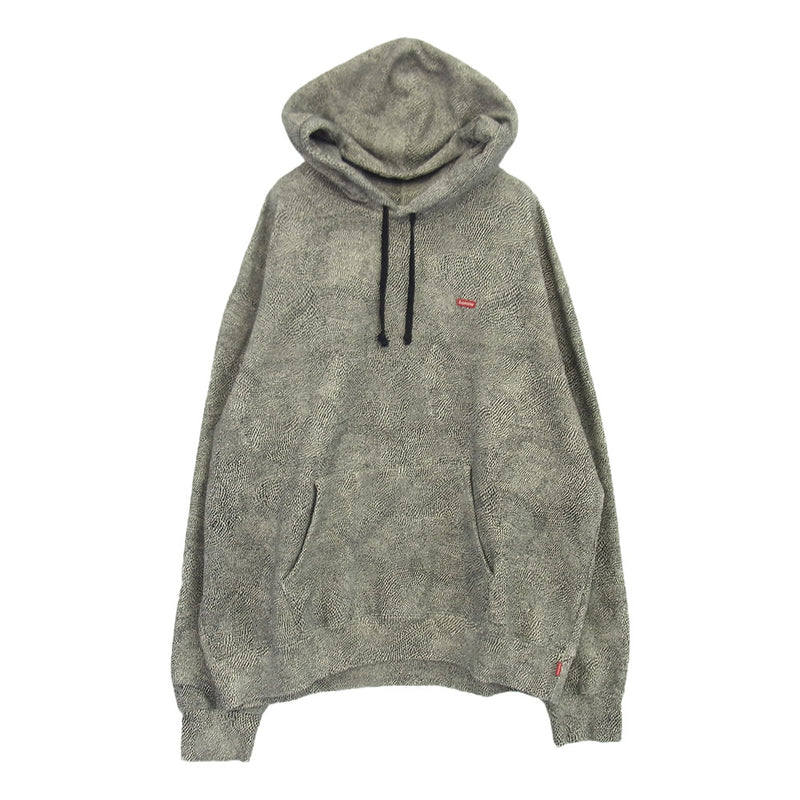 Supreme シュプリーム 25SS Small Box Hooded Sweatshirt Snakeskin スモールボックスロゴ プルオーバーパーカー フーディー スネークスキン ブラック系 ホワイト系 XL【美品】【中古】