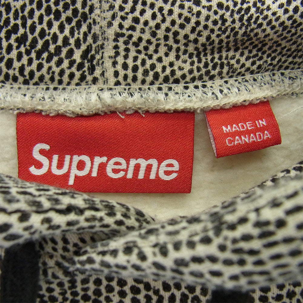 Supreme シュプリーム 25SS Small Box Hooded Sweatshirt Snakeskin スモールボックスロゴ プルオーバーパーカー フーディー スネークスキン ブラック系 ホワイト系 XL【美品】【中古】