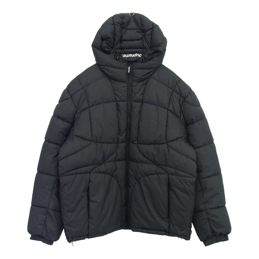 Supreme シュプリーム 21AW Warp Hooded Puffy Jacket ワープ フーデッド パフィー ジャケット アウター ブルゾン ブラック系 L【美品】【中古】