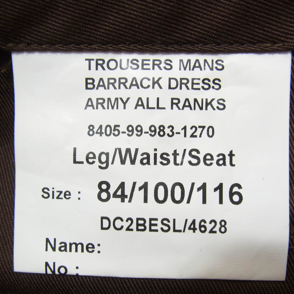 イギリス軍 ALL RANKS BARRACK DRESS トラウザーズ オフィサー パンツ Size:84/100/116 ブラウン系 84/100/116【中古】