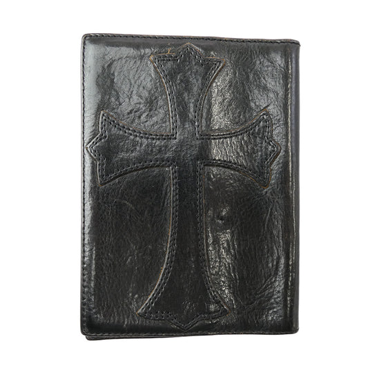 CHROME HEARTS クロムハーツ（原本無） PASSPORT CASE クロスパッチ レザー パスポートケース ブラック系【中古】