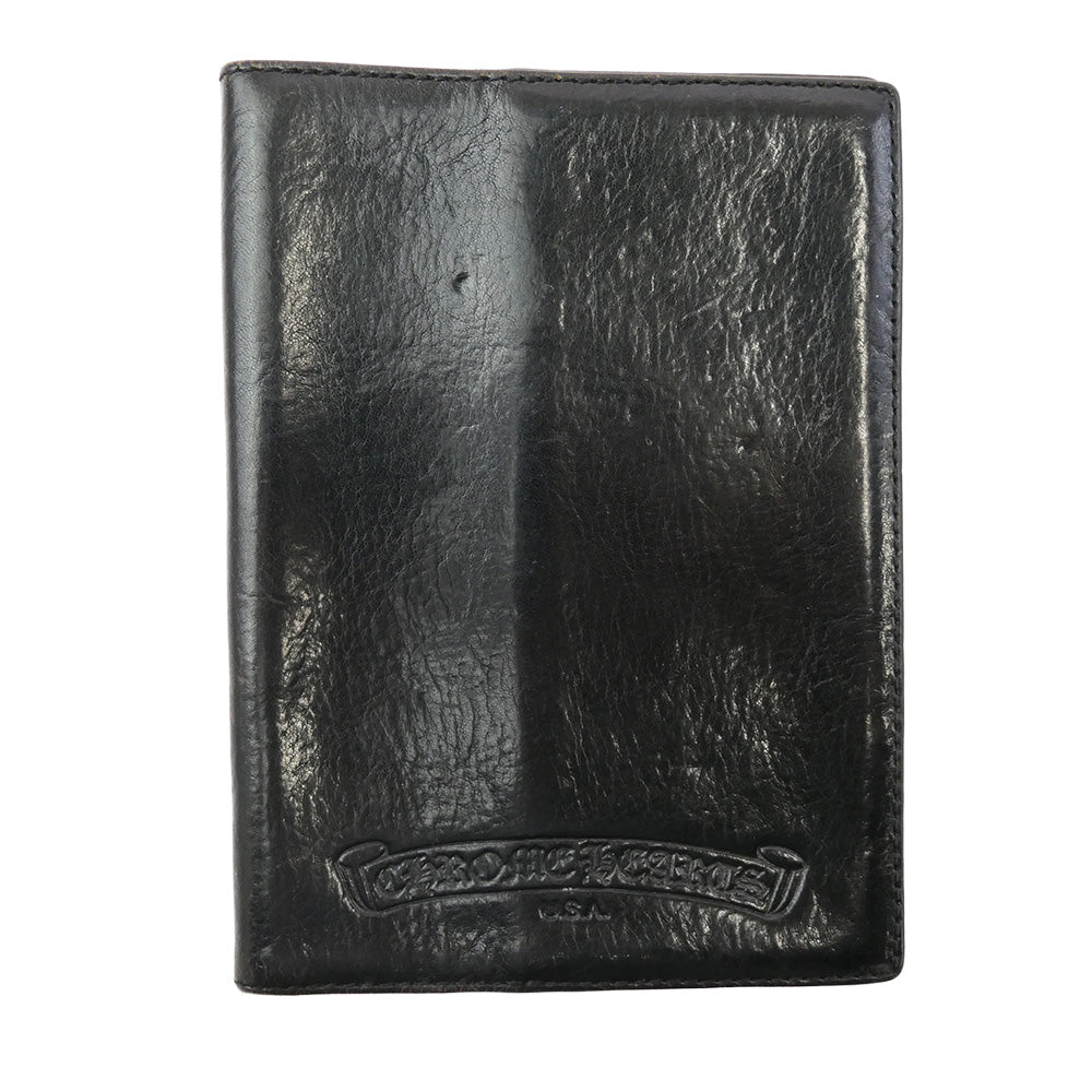 CHROME HEARTS クロムハーツ（原本無） PASSPORT CASE クロスパッチ レザー パスポートケース ブラック系【中古】