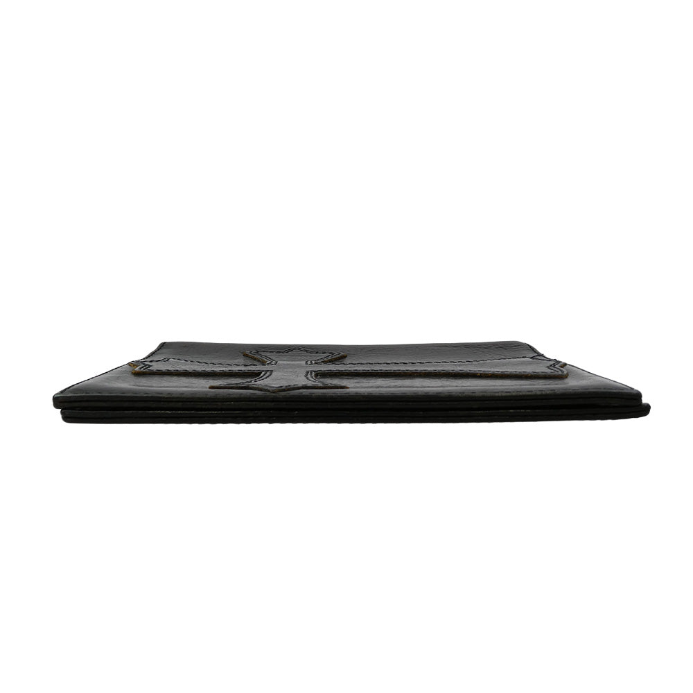 CHROME HEARTS クロムハーツ（原本無） PASSPORT CASE クロスパッチ レザー パスポートケース ブラック系【中古】