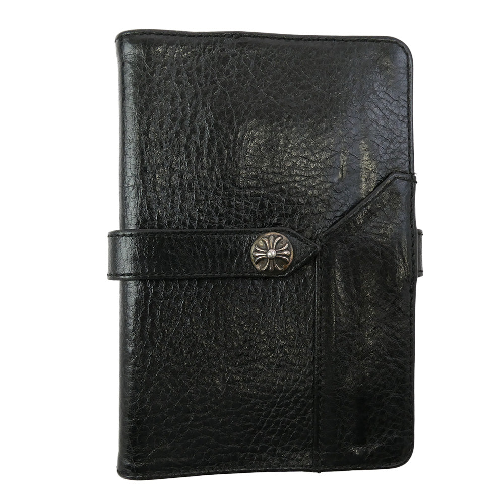 CHROME HEARTS クロムハーツ（原本無） FIELD NOTES COVER クロスボールボタン レザーフィールド ノートカバー ブラック系【中古】