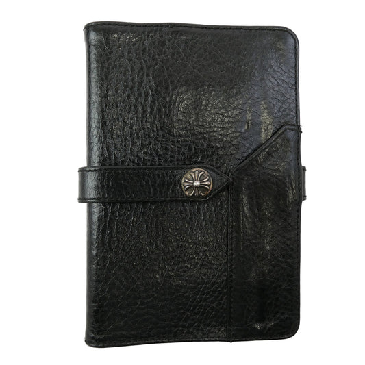 CHROME HEARTS クロムハーツ（原本無） FIELD NOTES COVER クロスボールボタン レザーフィールド ノートカバー ブラック系【中古】