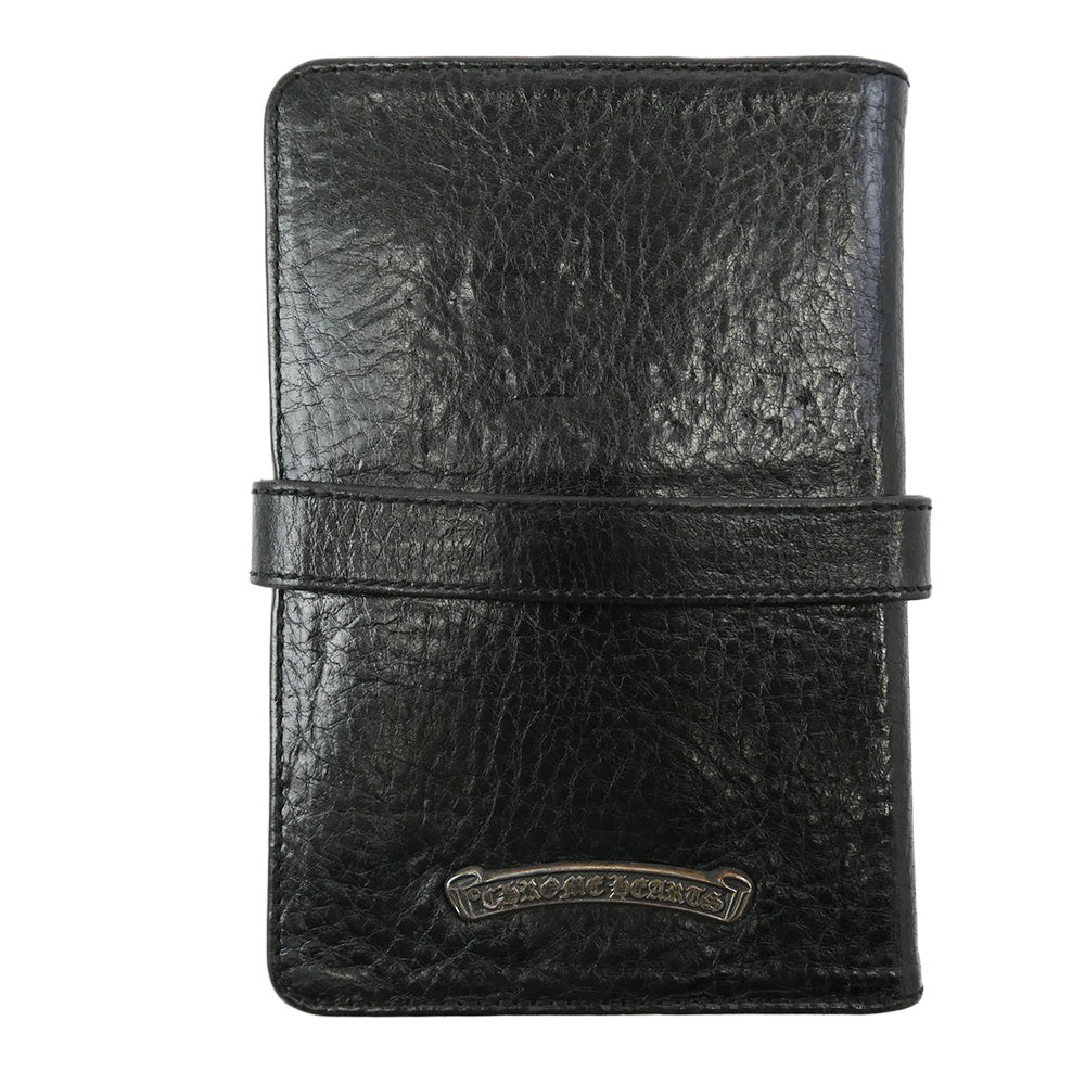 CHROME HEARTS クロムハーツ（原本無） FIELD NOTES COVER クロスボールボタン レザーフィールド ノートカバー ブラック系【中古】