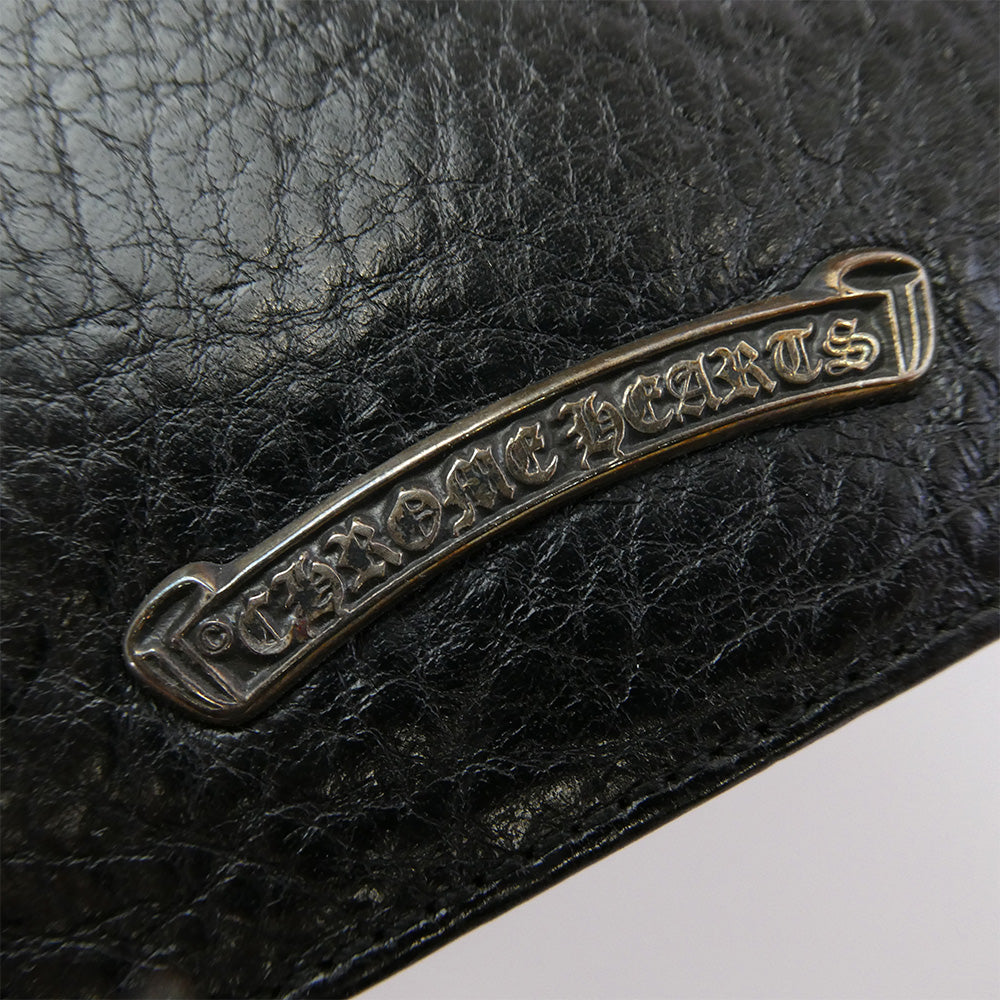 CHROME HEARTS クロムハーツ（原本無） FIELD NOTES COVER クロスボールボタン レザーフィールド ノートカバー ブラック系【中古】