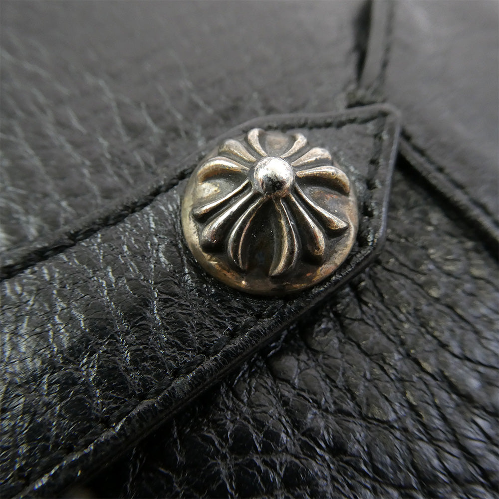CHROME HEARTS クロムハーツ（原本無） FIELD NOTES COVER クロスボールボタン レザーフィールド ノートカバー ブラック系【中古】
