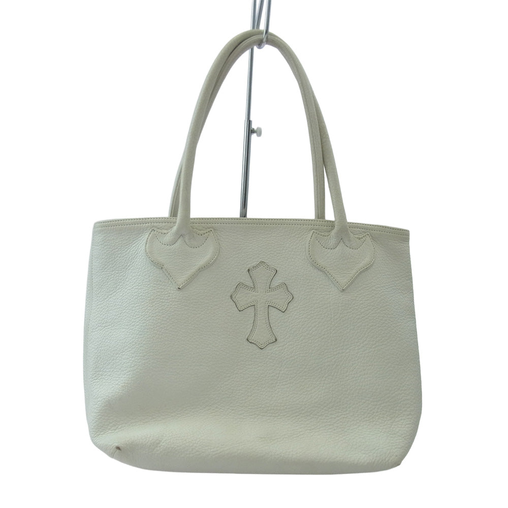 CHROME HEARTS クロムハーツ（原本無） FS TOTE FSトート クロスパッチ レザー トートバッグ ホワイト系【中古】