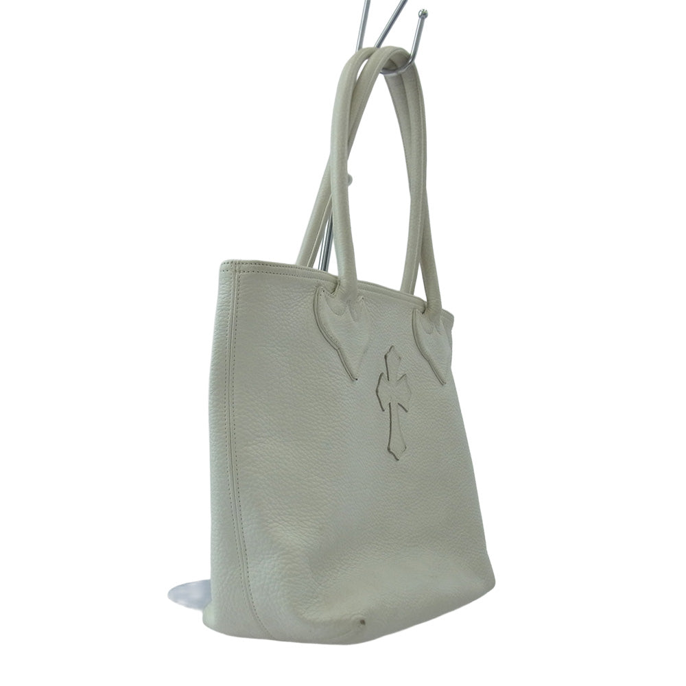 CHROME HEARTS クロムハーツ（原本無） FS TOTE FSトート クロスパッチ レザー トートバッグ ホワイト系【中古】