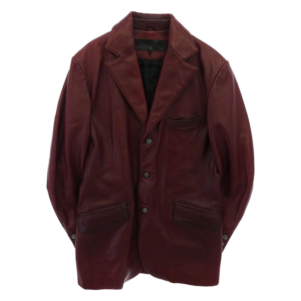 CHROME HEARTS クロムハーツ（原本無） 3B レザー テーラードジャケット ワインレッド系 M【中古】