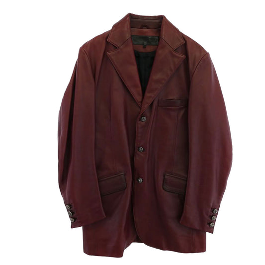 CHROME HEARTS クロムハーツ（原本無） 3B レザー テーラードジャケット ワインレッド系 M【中古】
