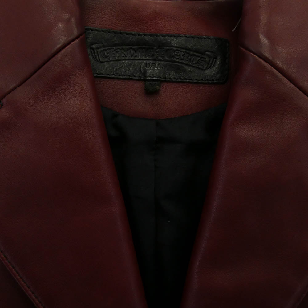 CHROME HEARTS クロムハーツ（原本無） 3B レザー テーラードジャケット ワインレッド系 M【中古】