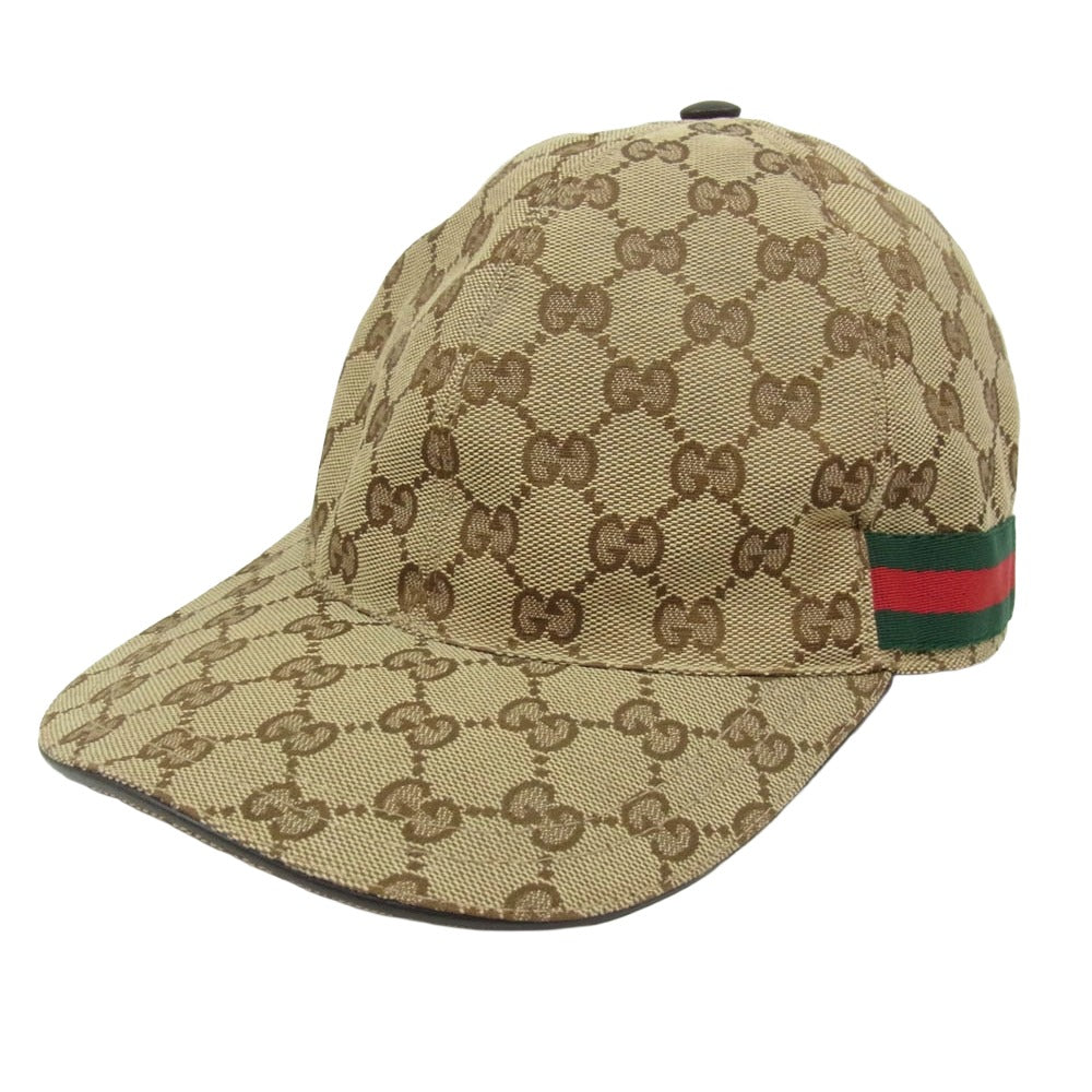 GUCCI グッチ 200035 GGキャンバス ベースボース キャップ ブラウン系 L【中古】