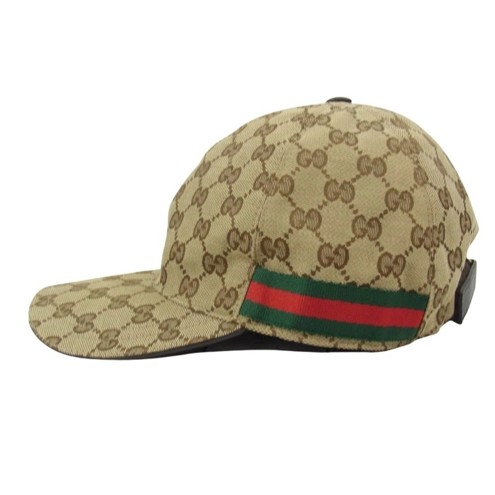 GUCCI グッチ 200035 GGキャンバス ベースボース キャップ ブラウン系 L【中古】