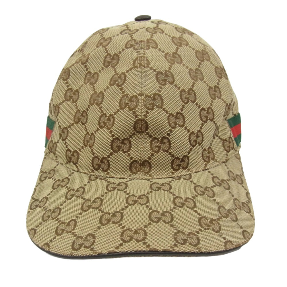 GUCCI グッチ 200035 GGキャンバス ベースボース キャップ ブラウン系 L【中古】