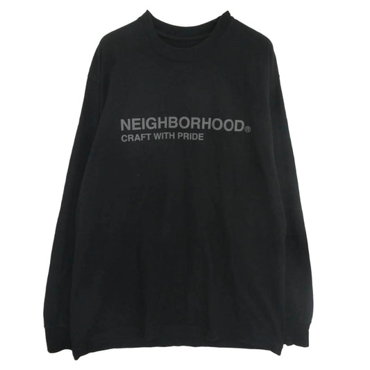 NEIGHBORHOOD ネイバーフッド craft with pride クラフトウィズプライド ロゴ プリント ロングスリーブ 長袖 Tシャツ ブラック系 M【中古】