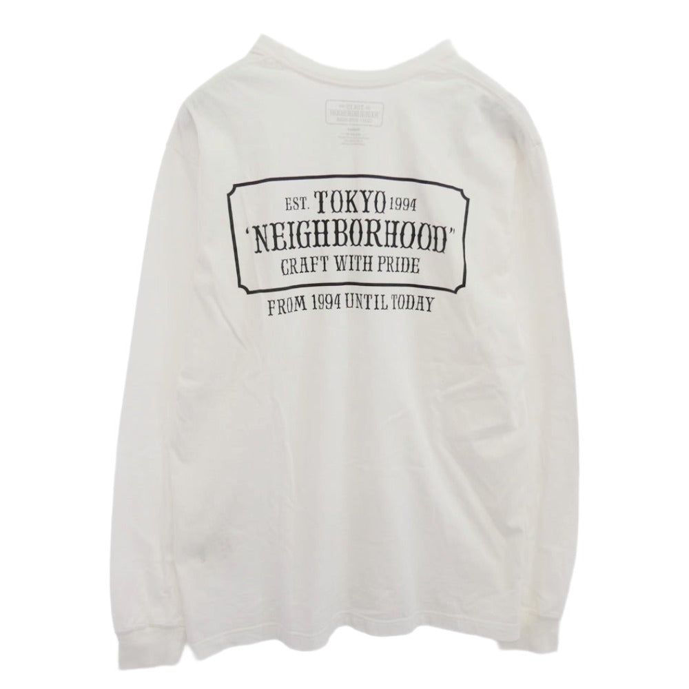 NEIGHBORHOOD ネイバーフッド ボックスロゴ ロングスリーブ カットソー 長袖 Tシャツ ホワイト系 M【中古】