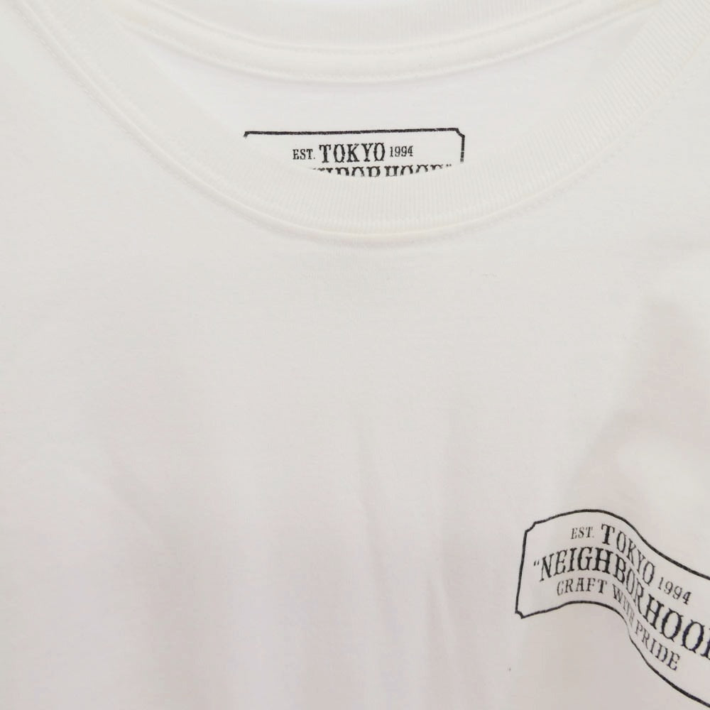 NEIGHBORHOOD ネイバーフッド ボックスロゴ ロングスリーブ カットソー 長袖 Tシャツ ホワイト系 M【中古】