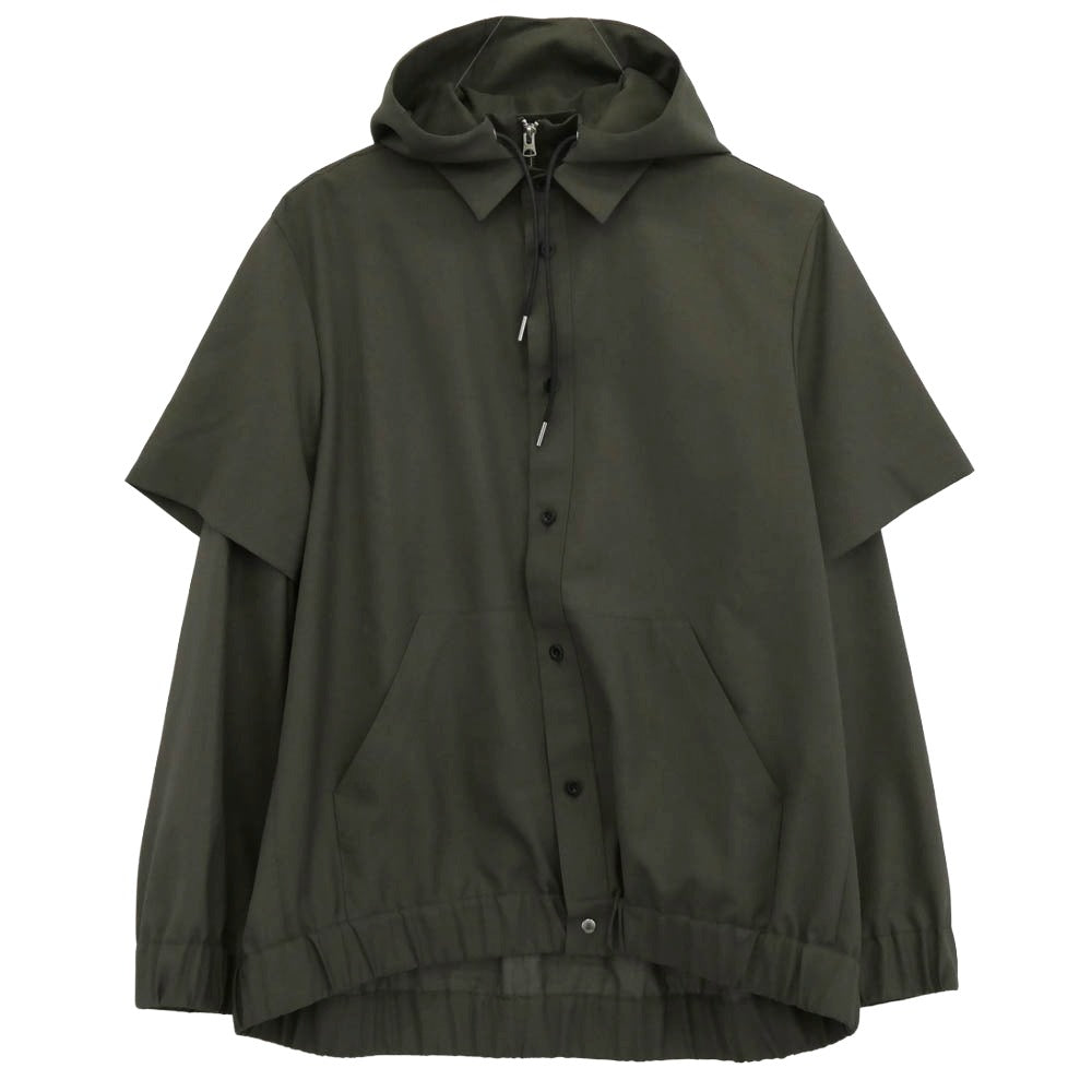 Sacai サカイ 24AW 24-03420M Suiting Hoodie スウィッチング フーデッド シャツ ブルゾン カーキ系 2【中古】