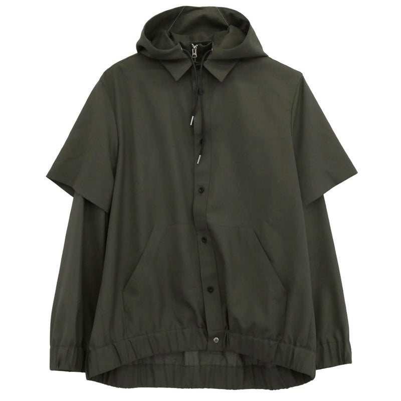 Sacai サカイ 24AW 24-03420M Suiting Hoodie スウィッチング フーデッド シャツ ブルゾン カーキ系 2【中古】