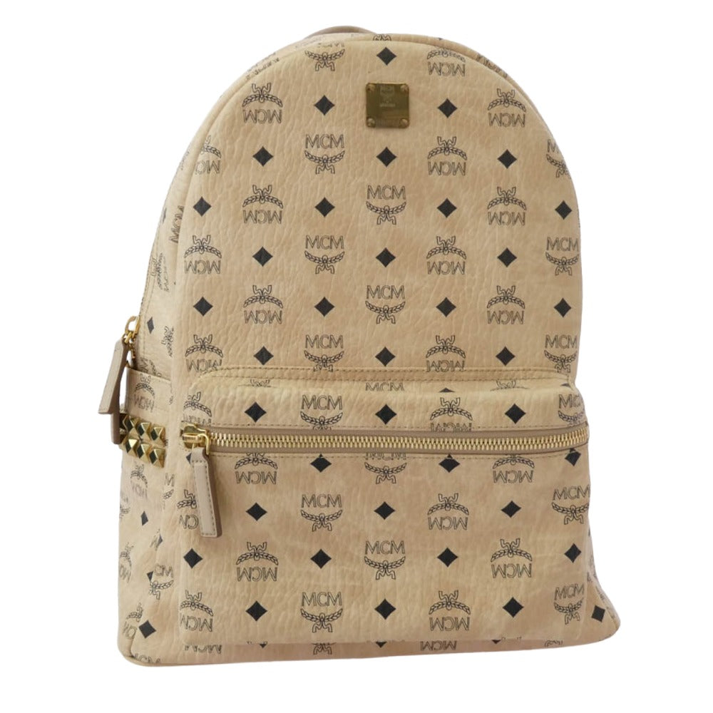 MCM エム・シー・エム サイド スタッズ バッグ パック ベージュ系【中古】