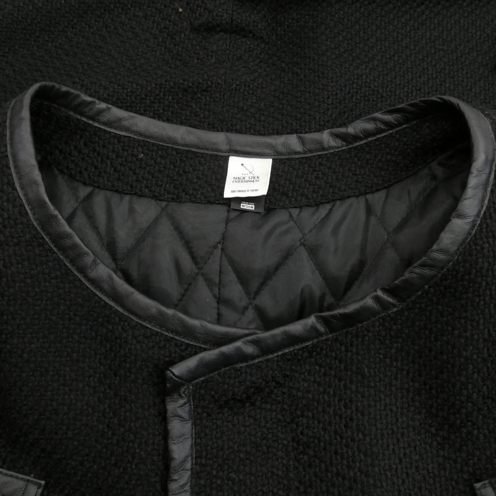 マジックスティック レザー切替 コート ノーカラーコート ブラック系 M【中古】