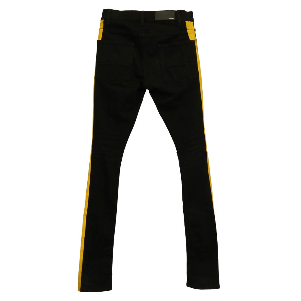 AMIRI アミリ 18SS MBTRJ-DES Track Jean ライン ペイント ストレット スキニー トラック ブラックデニム パンツ ブラック系 28【中古】