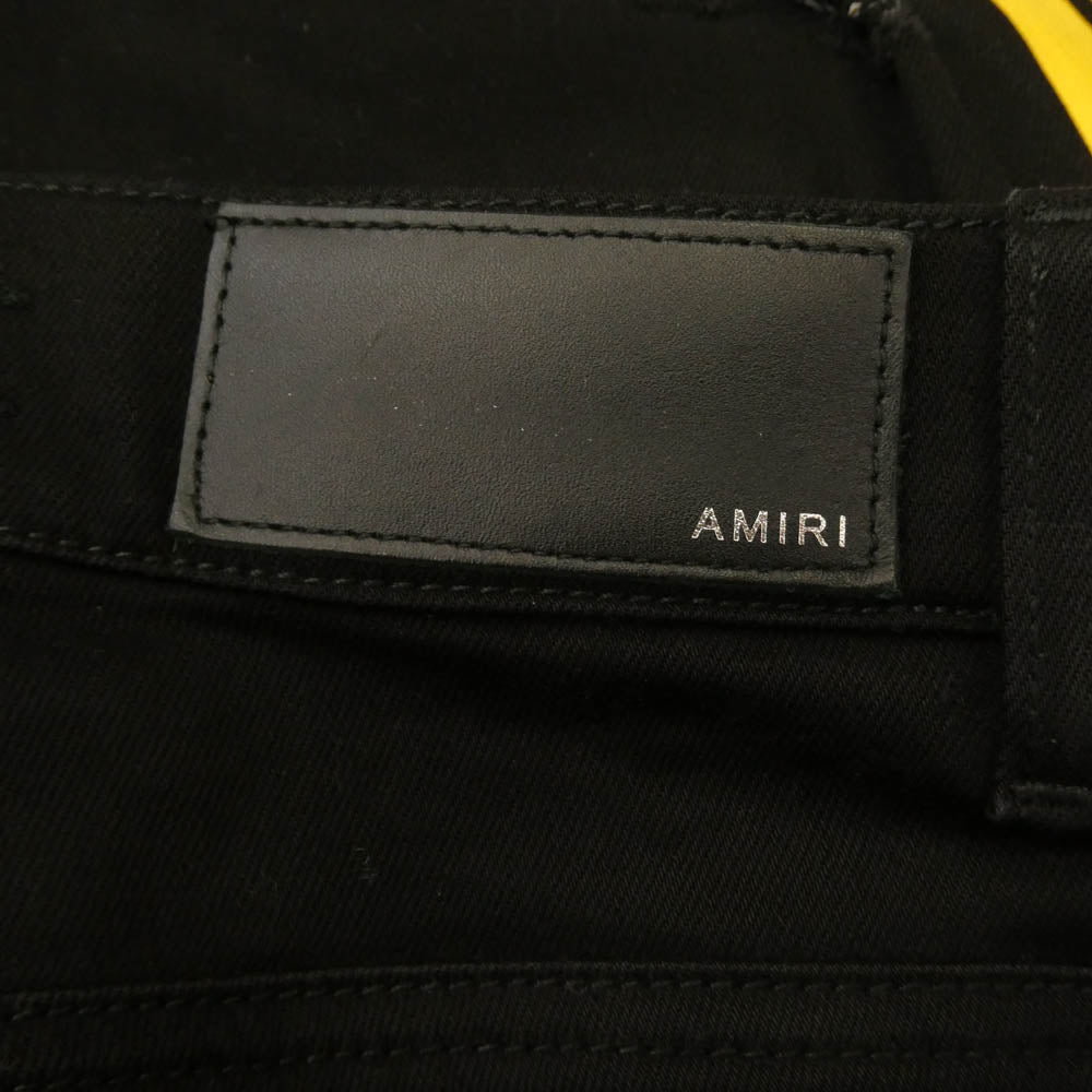 AMIRI アミリ 18SS MBTRJ-DES Track Jean ライン ペイント ストレット スキニー トラック ブラックデニム パンツ ブラック系 28【中古】