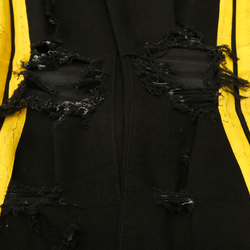 AMIRI アミリ 18SS MBTRJ-DES Track Jean ライン ペイント ストレット スキニー トラック ブラックデニム パンツ ブラック系 28【中古】