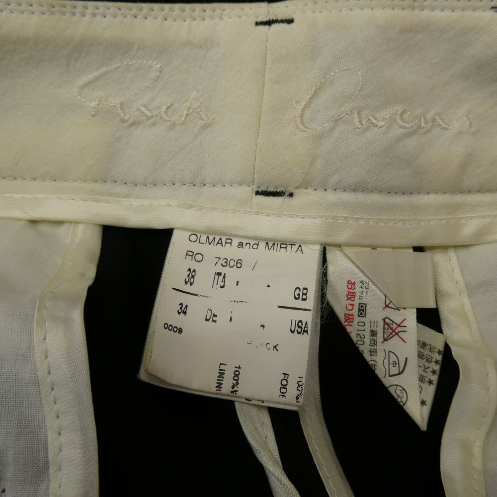 Rick Owens リックオウエンス RO 7366 センタープレス クロップド スラックスパンツ ブラック系 38【中古】