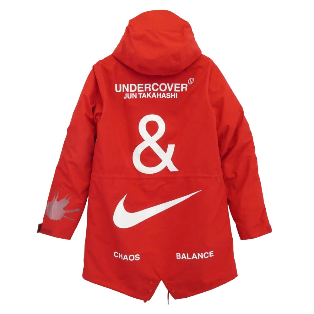 NIKE ナイキ 19AW CD7523-611 × UNDERCOVER NRG TC 3L FISHTAIL PARKA 3レイヤー バックロゴプリント フィッシュテール パーカー コート ライナー脱着可能 レッド系 M【中古】
