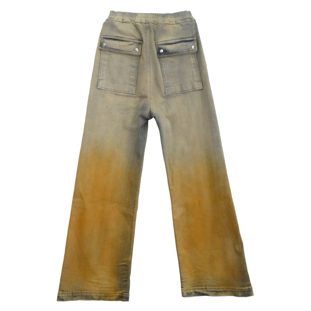 Rick Owens リックオウエンス 24SS DS01D1327-SKYDE DRKSHDW ダークシャドウ GETH BELAS ゲスベラワイド ドローコード ジーンズ デニムパンツ インディゴブルー系 オレンジ系 M【美品】【中古】
