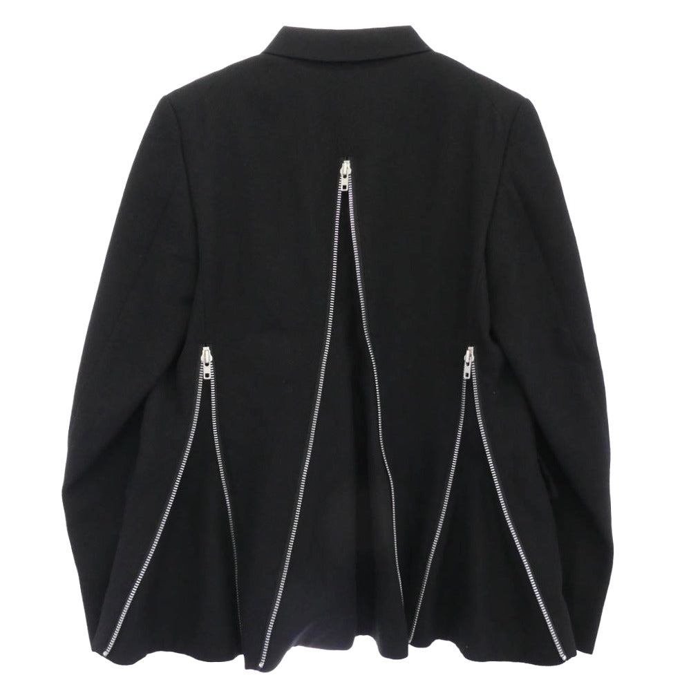COMME des GARCONS HOMME PLUS コムデギャルソンオムプリュス 23SS PK-J017 バック 3 ジップ デザイン テーラード ジャケット ブラック系 XS【中古】