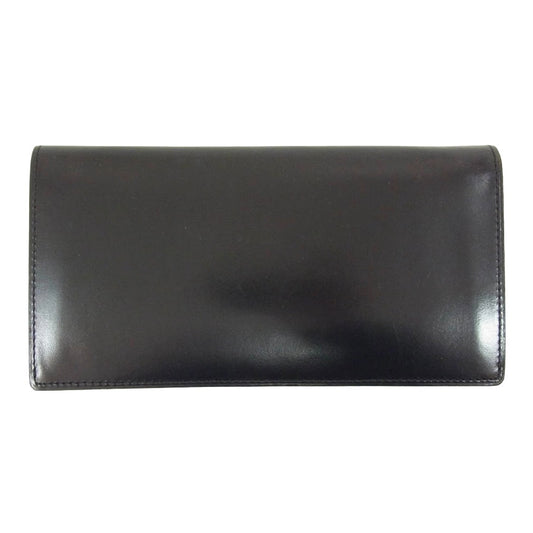 GANZO ガンゾ 57187-10 THIN BRIDLE シンブライドル ファスナー 小銭入れ付き 長財布 ブラック系【中古】