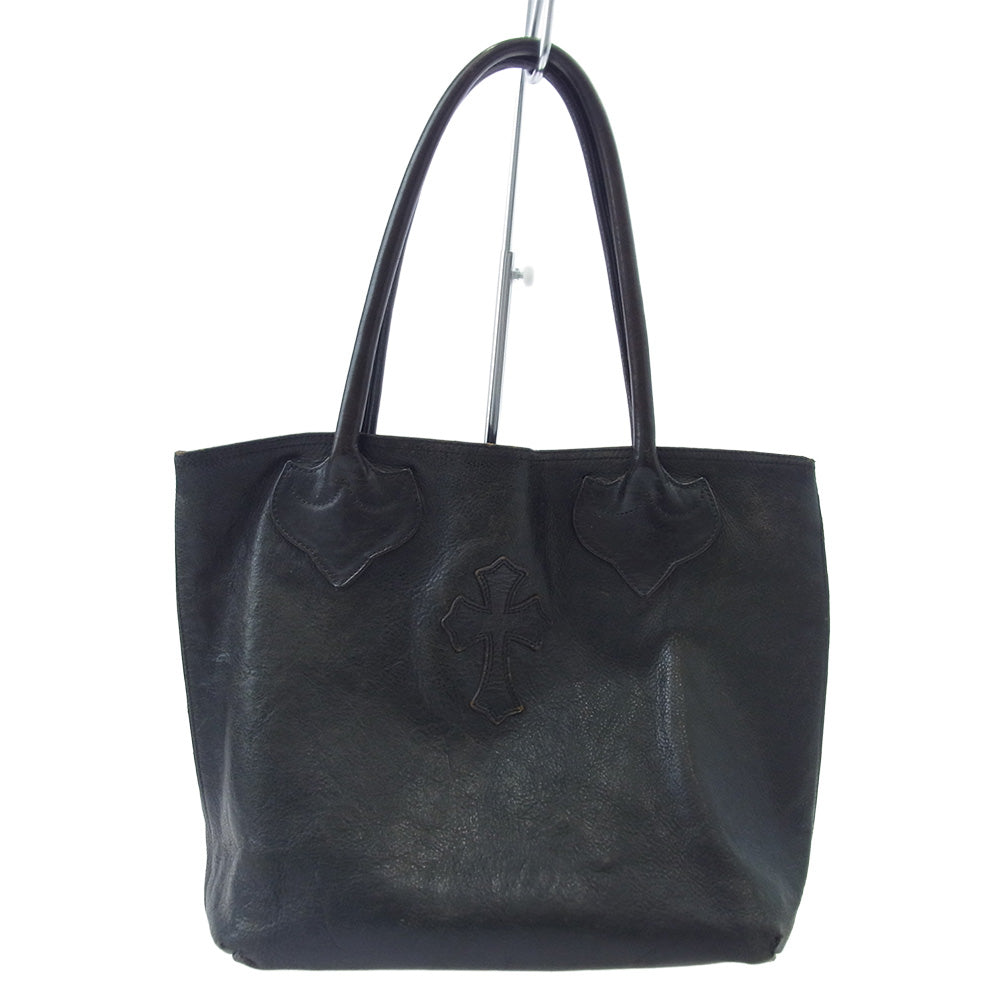 CHROME HEARTS クロムハーツ（原本無） OLD FS TOTE オールド FSトート レザー クロスパッチ トートバッグ ブラック系【中古】