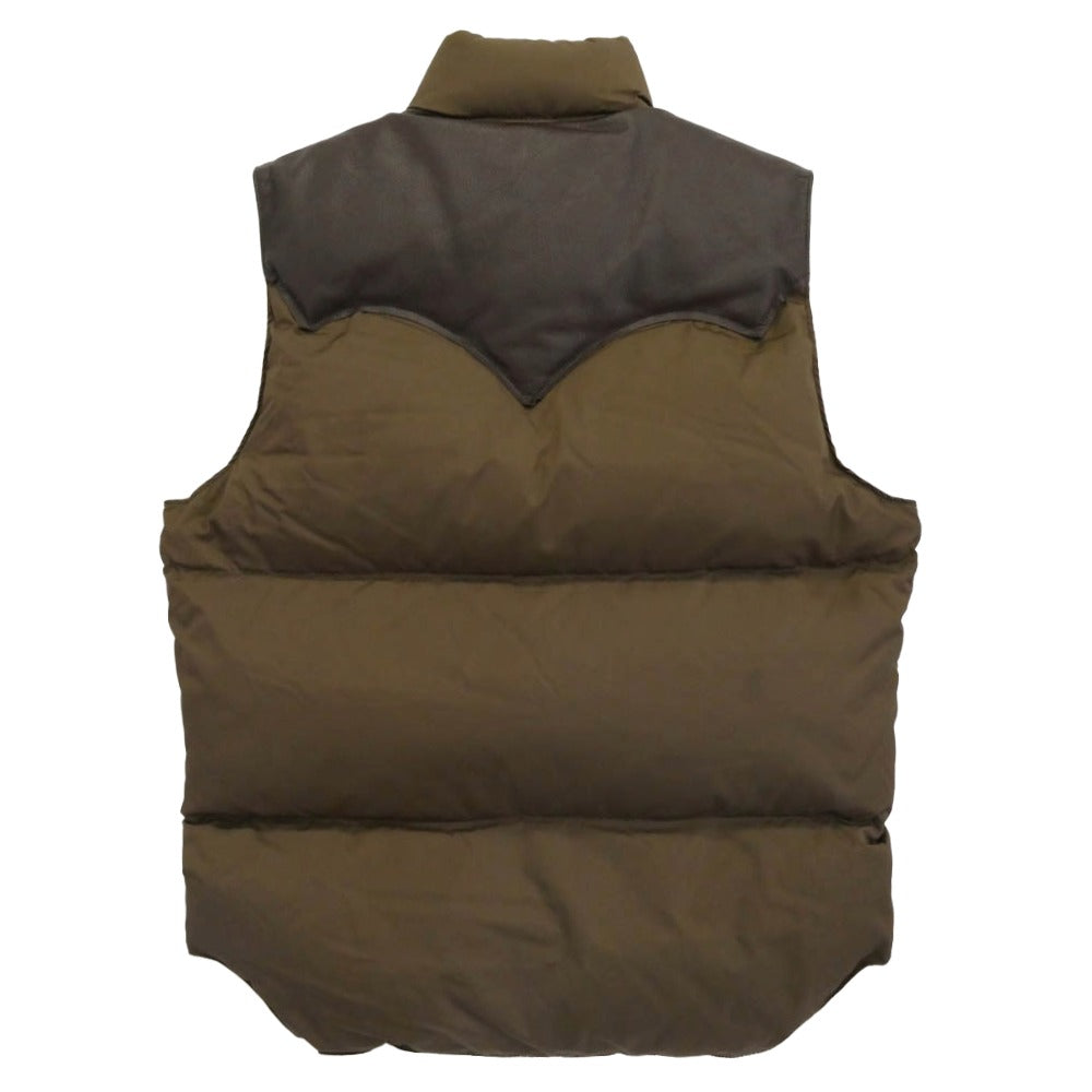 STANDARD CALIFORNIA スタンダードカリフォルニア 25AW 290-252-22 Rocky Mountain Featherbed ロッキーマウンテンフェザーベッド SD DOWN VEST レザーヨーク切替 ダウンベスト ブラウン系 40【中古】
