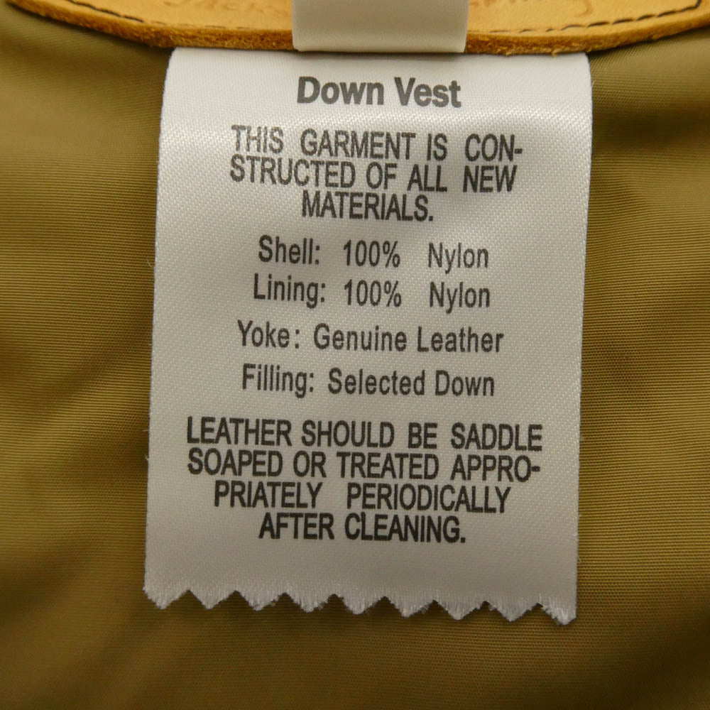 STANDARD CALIFORNIA スタンダードカリフォルニア 25AW 290-252-22 Rocky Mountain Featherbed ロッキーマウンテンフェザーベッド SD DOWN VEST レザーヨーク切替 ダウンベスト ブラウン系 40【中古】