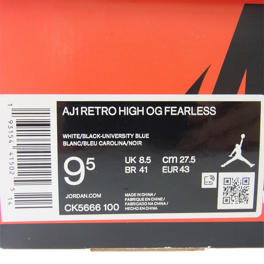 NIKE ナイキ CK5666-100 Air Jordan 1 High OG エアジョーダン1 ハイ OG フィアレス スニーカー オフホワイト系 ライトブルー系 レッド系 27.5【中古】