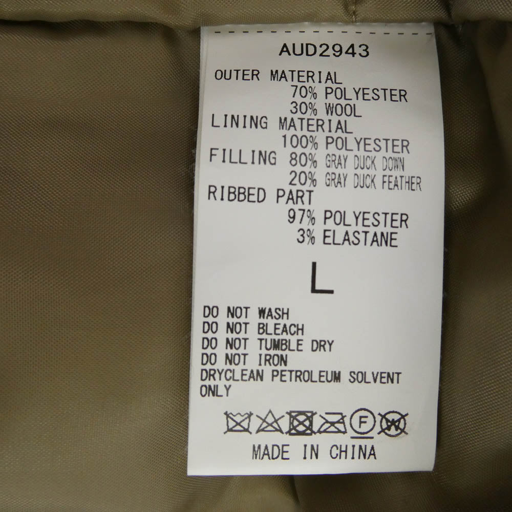 オーディエンス AUD2943 SOLOTEX Seamless Down Jacket ソロテックス シームレス ダウンジャケット ベージュ系 L【中古】