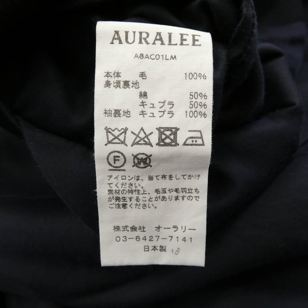 AURALEE オーラリー 18AW A8AC01LM LIGHT MELTON OVER COAT ライトメルトン オーバー コート ネイビー系 3【中古】