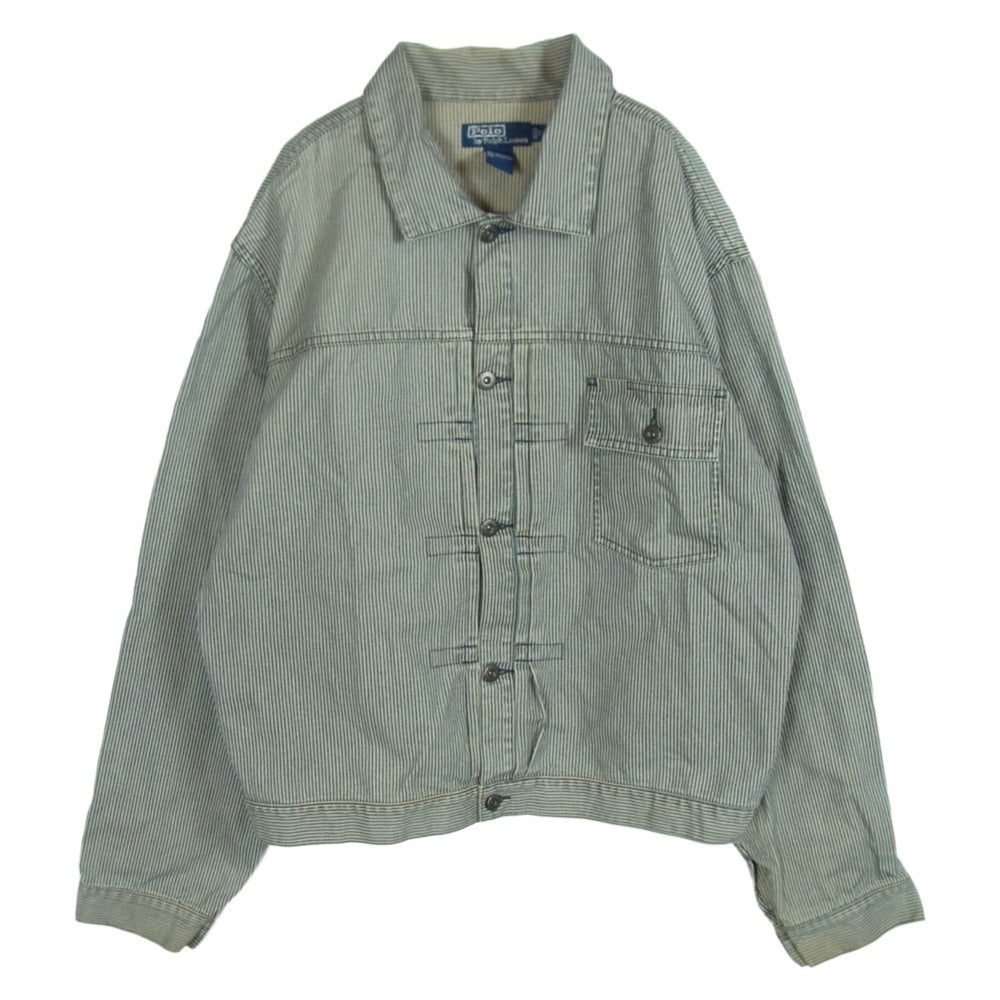 POLO RALPH LAUREN ポロ・ラルフローレン 1stタイプ ヒッコリーストライプ ジャケット トラッカー ジャケット ネイビー系 XL【中古】