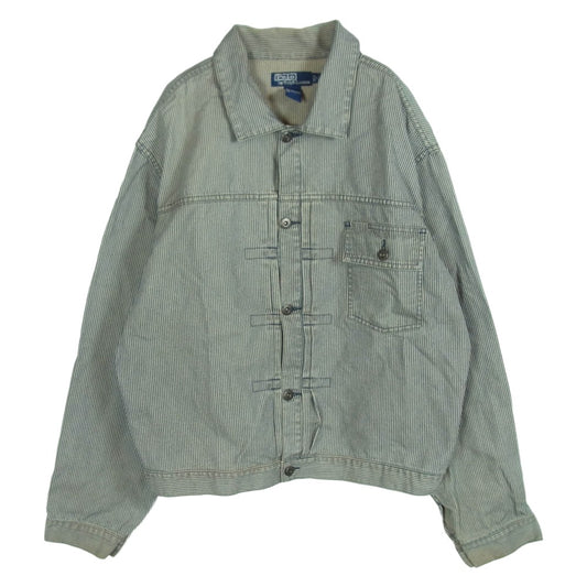 POLO RALPH LAUREN ポロ・ラルフローレン 1stタイプ ヒッコリーストライプ ジャケット トラッカー ジャケット ネイビー系 XL【中古】
